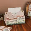 Oil Painting Tissue Case Flowers in the mountains Large Storage Paper Towel Box Leather Durable Desk Decoration for Home 1