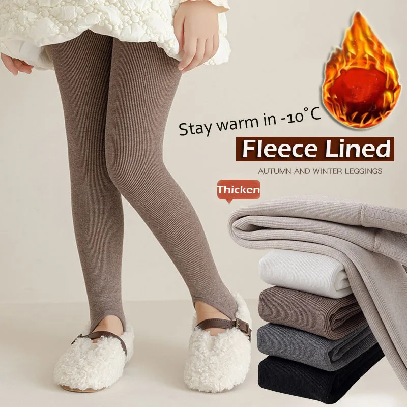 

Half-footed Leggings Girls Winter Warm Fleece Lined Tights Soft Baby Stockings Thicken Plush Pantyhose
