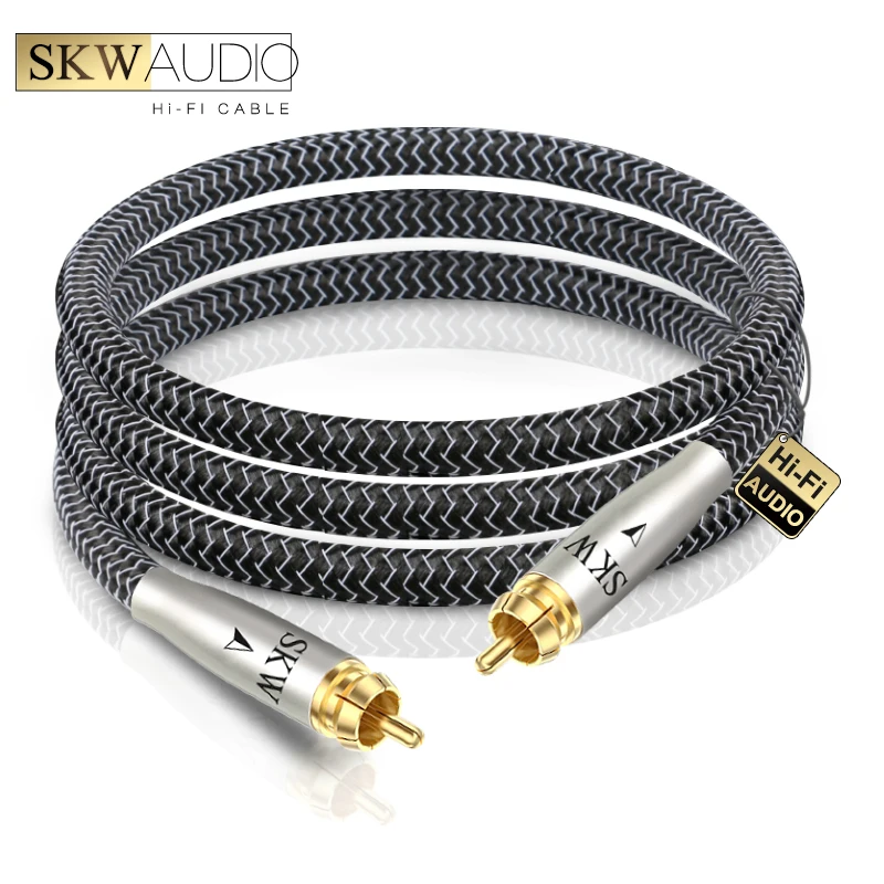 Цифровой коаксиальный аудиокабель SKW SPDIF с посеребренным медным проводом, кабель RCA, шнур сабвуфера с позолоченным разъемом 24K, WG-2003