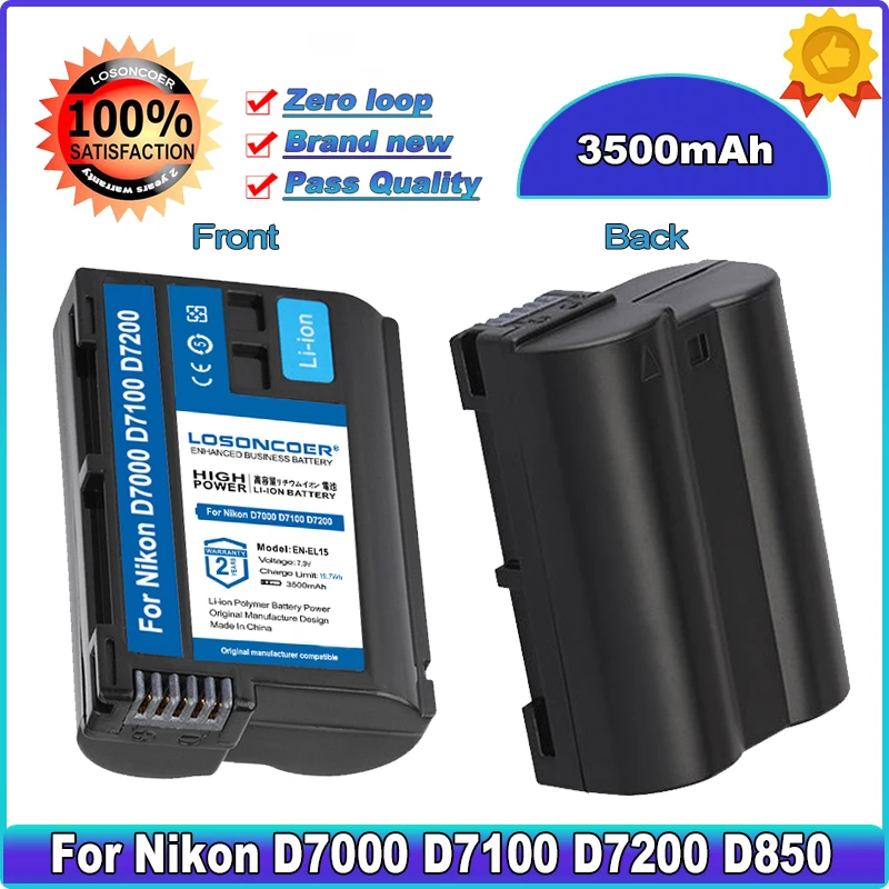 

Z6 II Z7 II 3500mAh EN-EL15 EN-EL15a EN-EL15b Battery For Nikon D7000 D7100 D7200, D850 D750 D7500 D810 D500 D800 D610 D600 L5