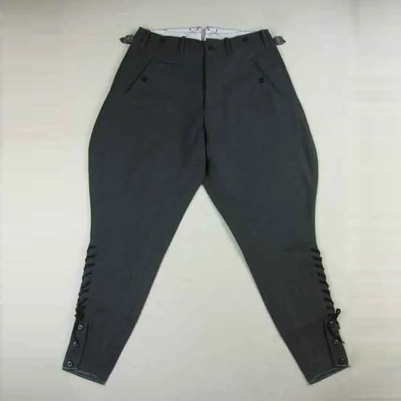 

Thick gray woolen breeches, winter casual pants, military wind knight riding pants, lovers tapered pants, 9 points pants