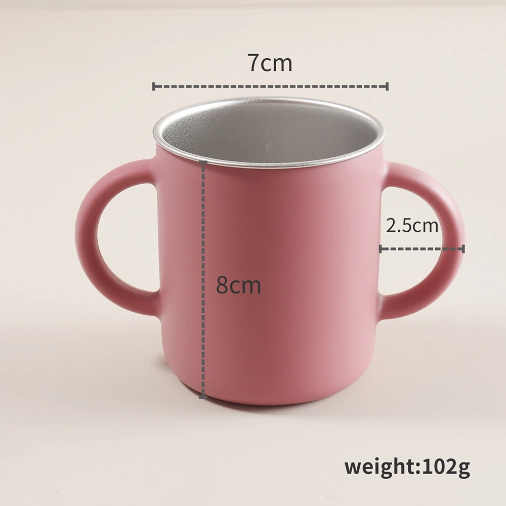 250ML 이중벽 실리콘 텀블러, 이중 손잡이가 있는 스테인리스 스틸 내부 라이너 직수형 컵, 뚜껑 없는 물컵