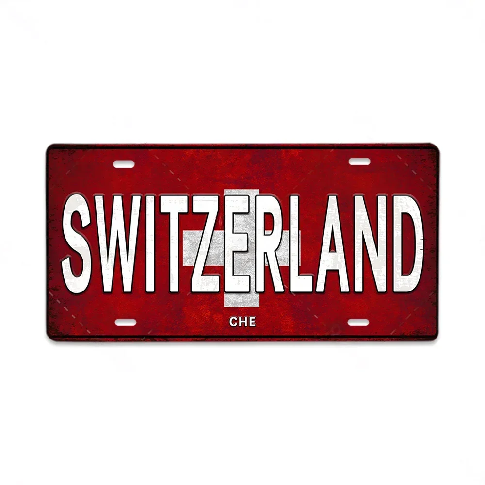 Vintage Tourism Country Poster Metal Sign - Retro License Plate Style Wall Art