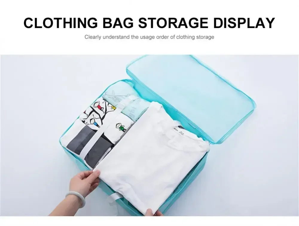 7Pcs Travel Organizer Storage Bags Suitcase Packing Cubes Set Cases Portable Luggage Clothes Shoe Tidy Pouch Folding