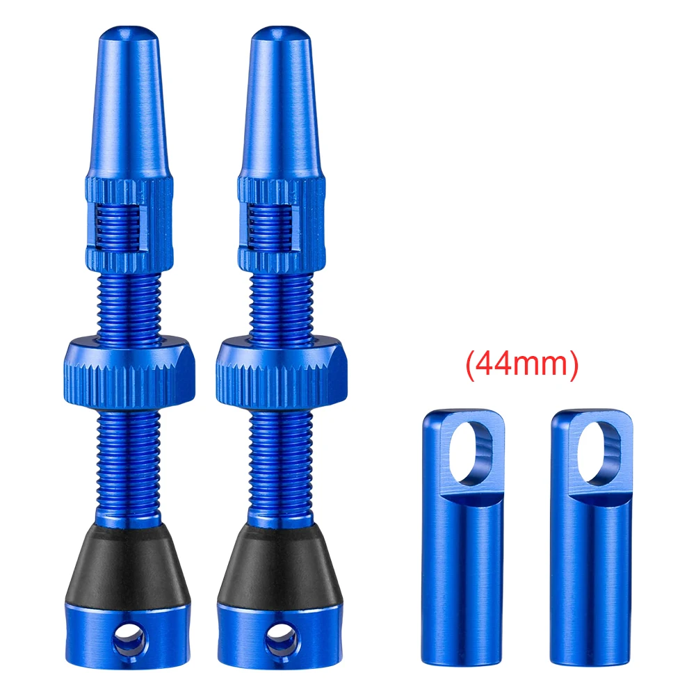 1 Pair Bicycle Tubeless Tire Valve Value Core Remover Tool 40/44mm Tubeless Presta Valve with Caps Road Bike Tubeless Tire Valve