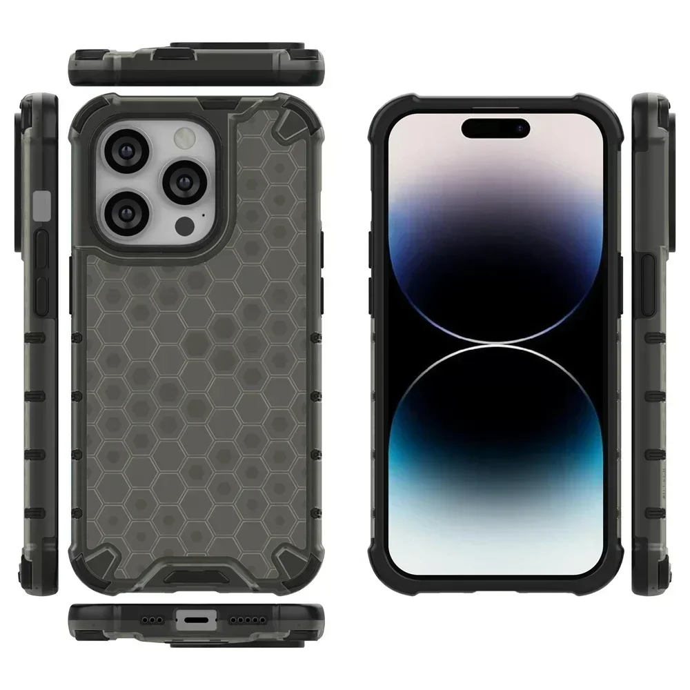 Honeycomb Shockproof Translucent Protective Phone Case