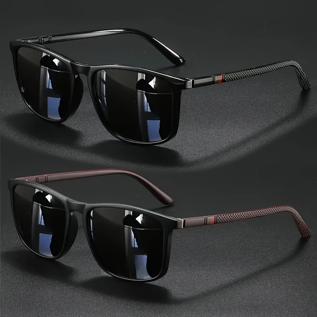 2 paires de lunettes de soleil de cyclisme vintage carrées de luxe pour hommes et femmes, mode, voyage, conduite, pêche, lunettes de soleil pour hommes, protection UV400 1