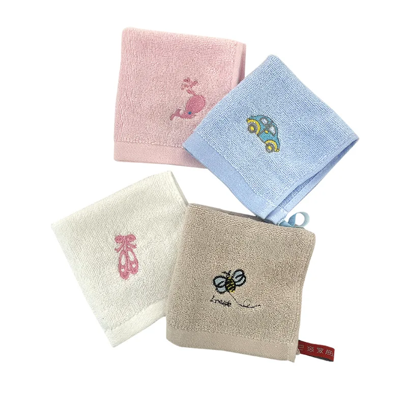 

10pcs/lot 25x25cm 25g Small Hand Face Towels Cartoon Embroidery Soft Baby Children Towel for Kindergarten Water Absorbing