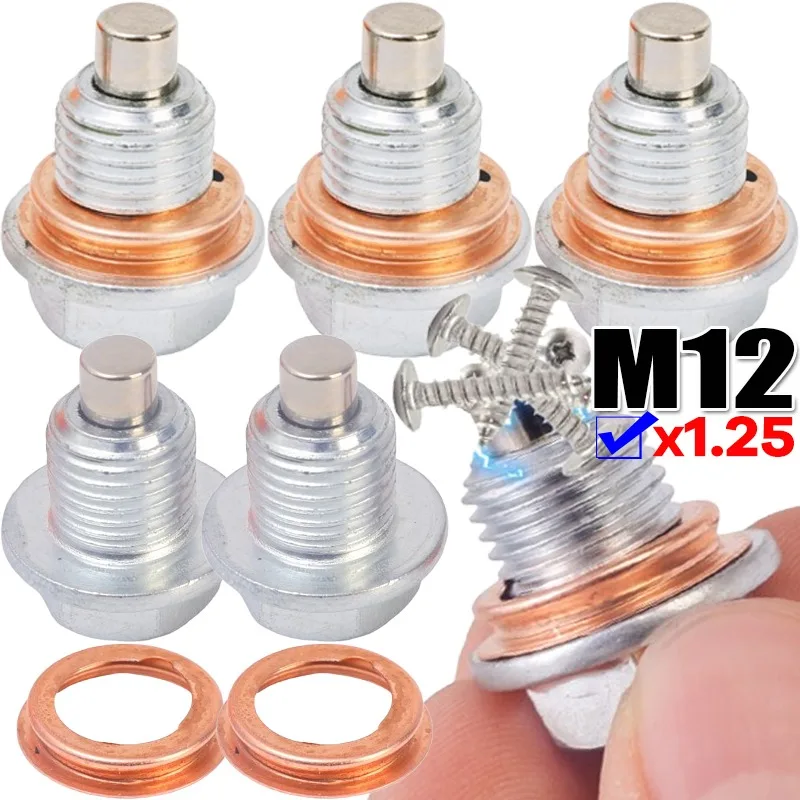 Magnetic Oil Drain Plug M12x1.25 Neodymium Magnet Stainless Steel Bolt For Honda Hyundai Volkswagen Kia