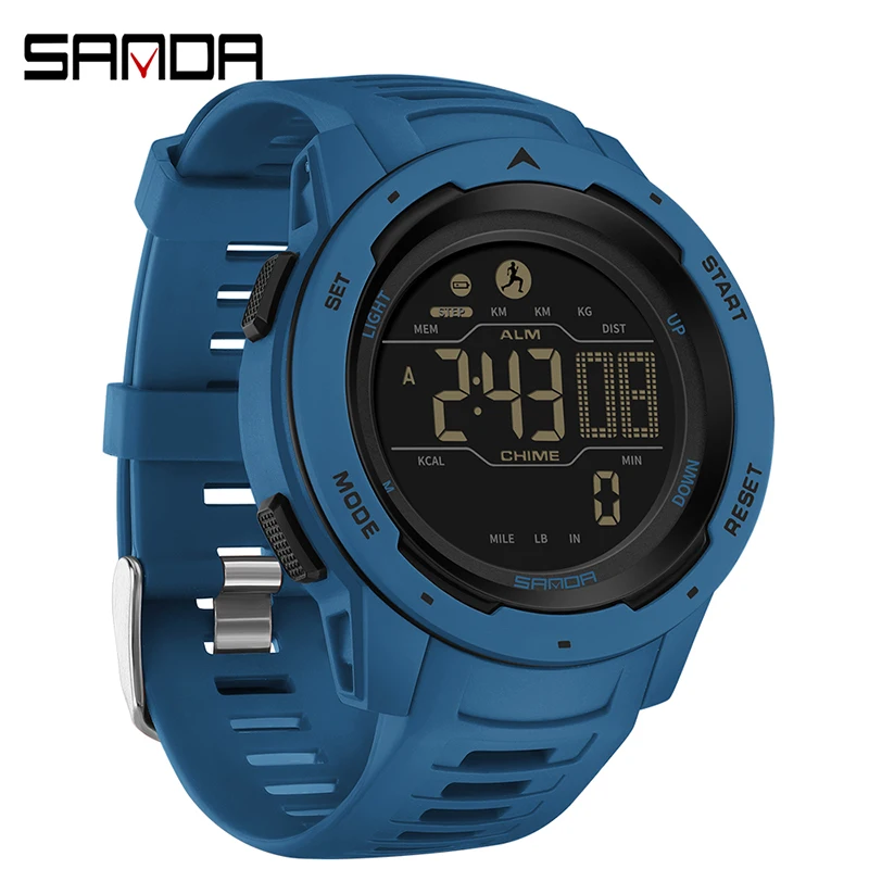 SANDA Men's Fitness Running Sports Watch - Waterproof LED Digital Military Wristwatch