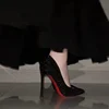 Black Pointed Toe High Heels Full of Diamonds Shiny Sequins Mid Heel Women's Shoes Spring Autumn Season Casual PU Leather