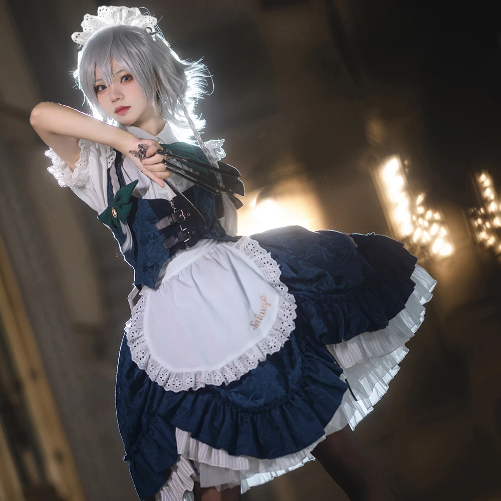 

Косплей игры Touhou Project Rose Izayoi Sakuya Cospaly, аниме, женское платье горничной высокого качества, одежда для ролевых игр, размеры S-XL 2023