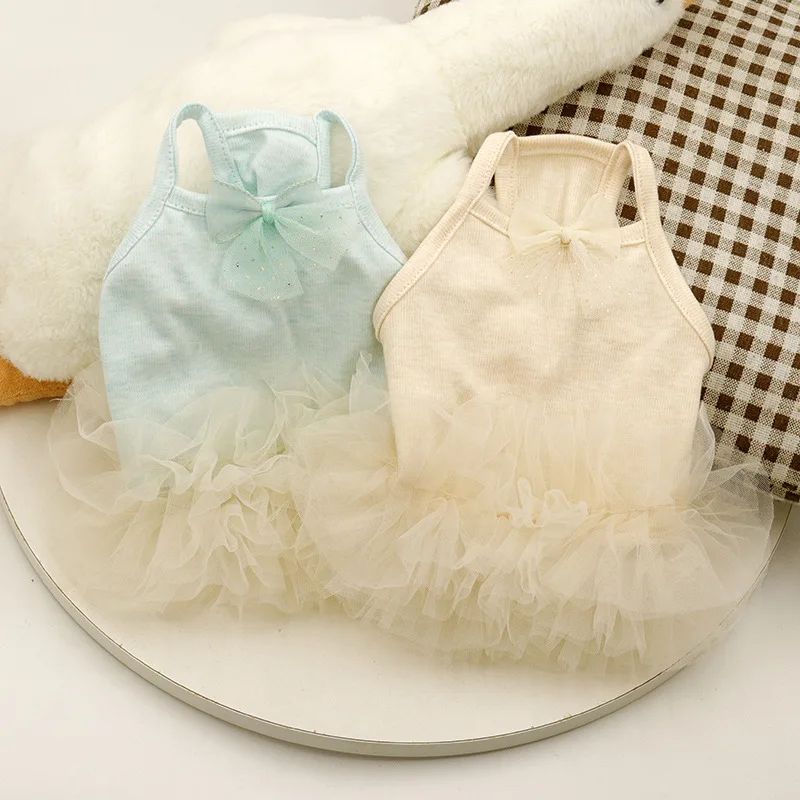 

Ins Pet Clothing Autumn and Winter Dog and Cat Tweed Coat with Plush Lace White Gauze Skirt Set Teddy Puppy Clothes Dog Dress