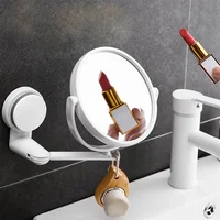 Home Wall Mounted Makeup Mirror Bathroom Single-Sided Mirror Rotating Folding No Punching High-Definition Circular Makeup Mirror 1