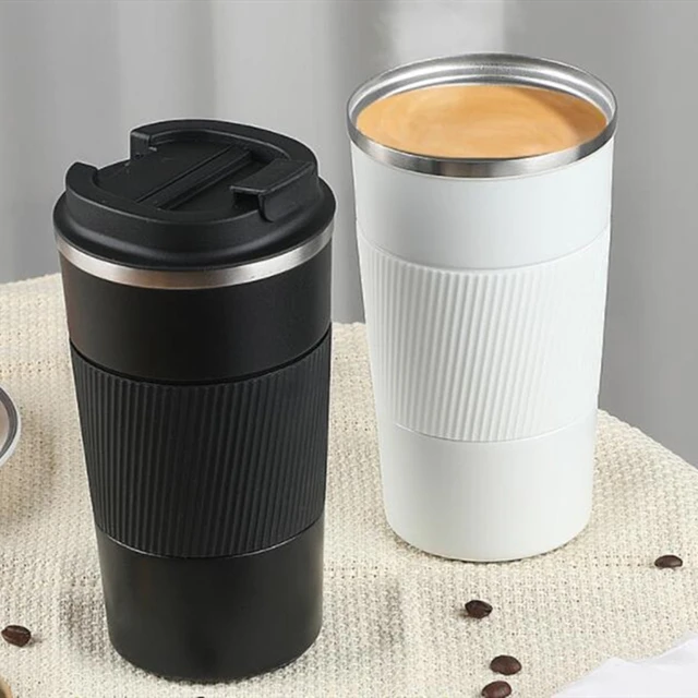 White Stainless Steel Coffee Mug With Push Button., Packaging Type: Box,  380ml