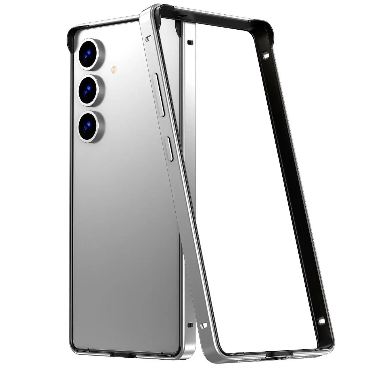 Hybrid Silicone Frame Aluminum Metal Case with TPU Soft Inner and Hard Phone Bumper