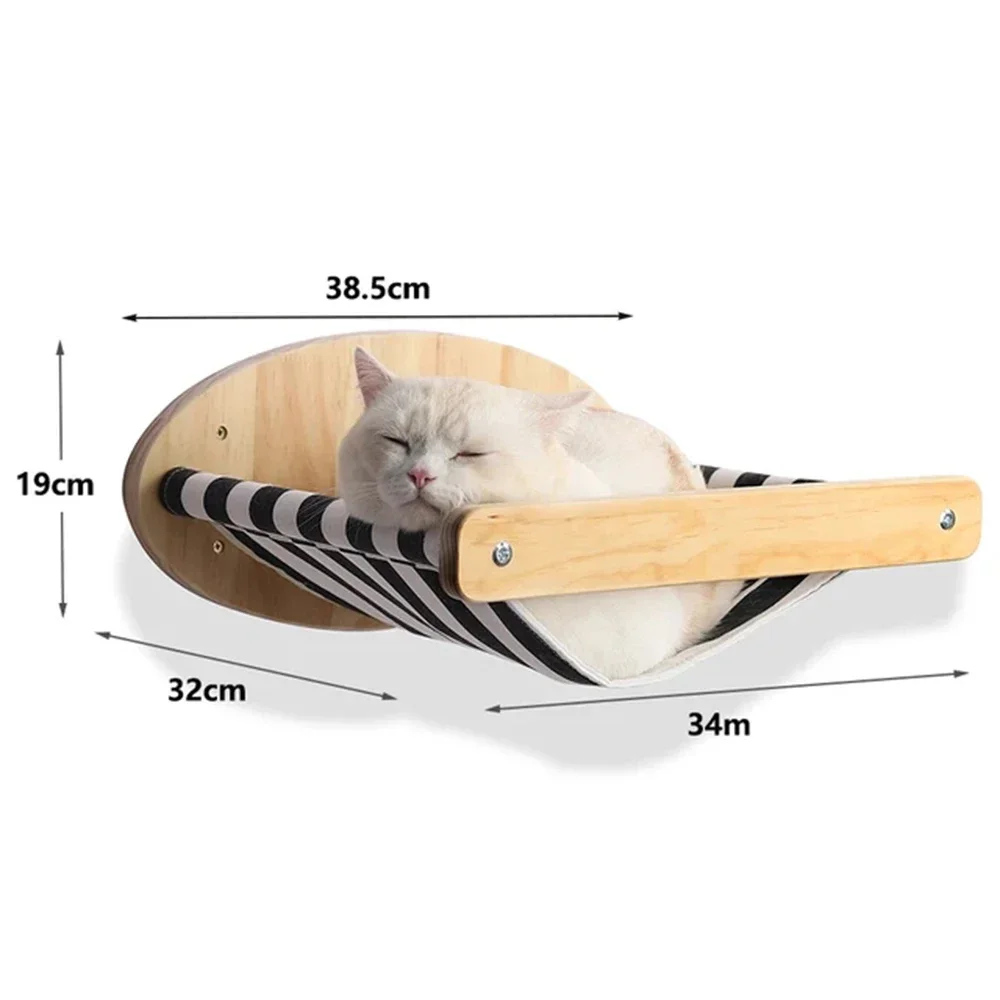 Wall-Mounted Cat Activity Center - Wooden Sisal Scratcher & Climbing Bridge with Rope Steps and Ladder