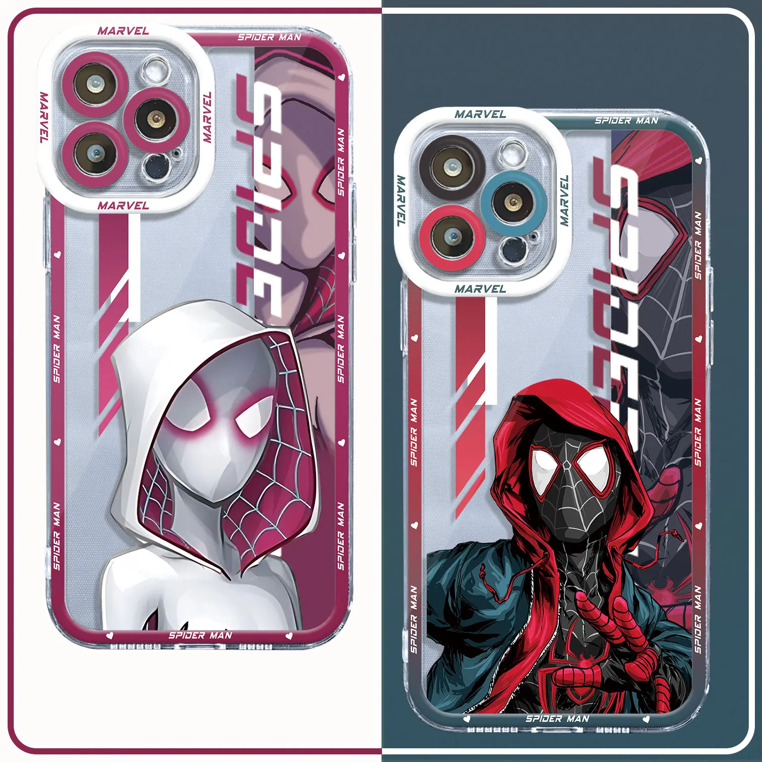 Custodia Per Telefono Marvel Spider Man Per Iphone 11 Pro 15 15 14 Plus 8 Se Xr Xs 12 Mini X 7 6S 13 Pro Max 12Pro Cover Morbida Trasparente