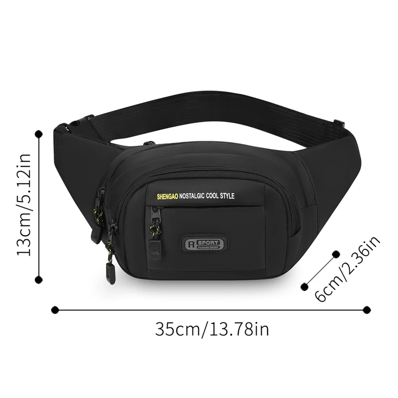 Men's ultra light waist bag - adjustable shoulder straps, multiple compartments, ideal for running, cycling, and daily commuting