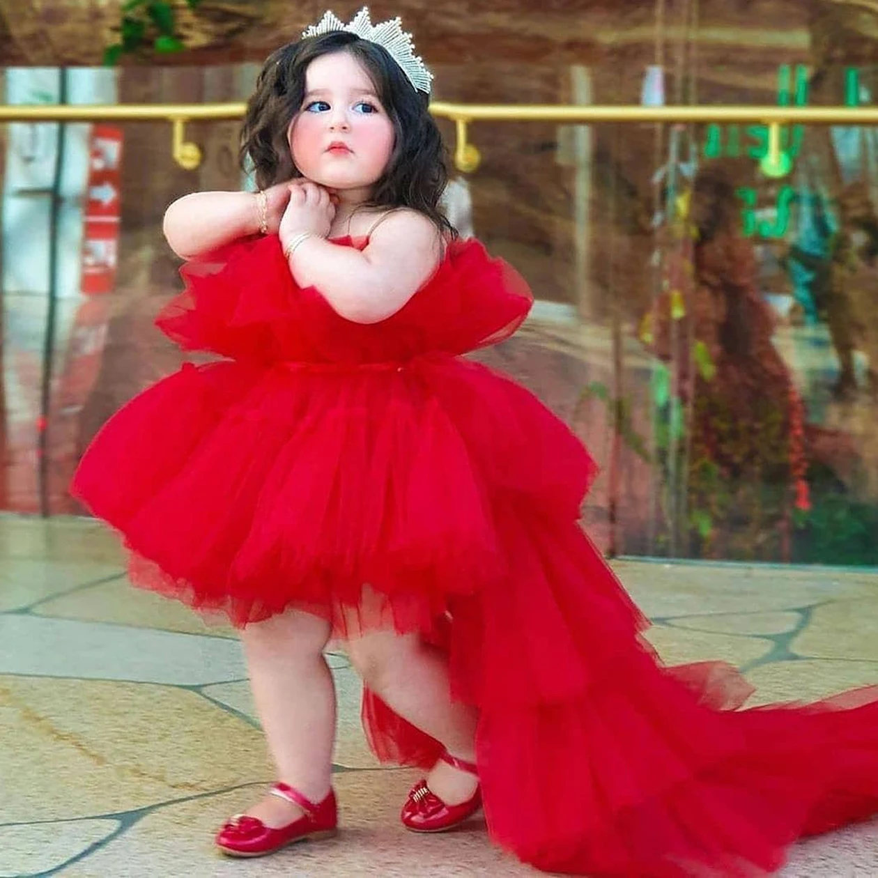 Vestido infantil Vermelho Daminha de Casamento Princesa - Vermelho