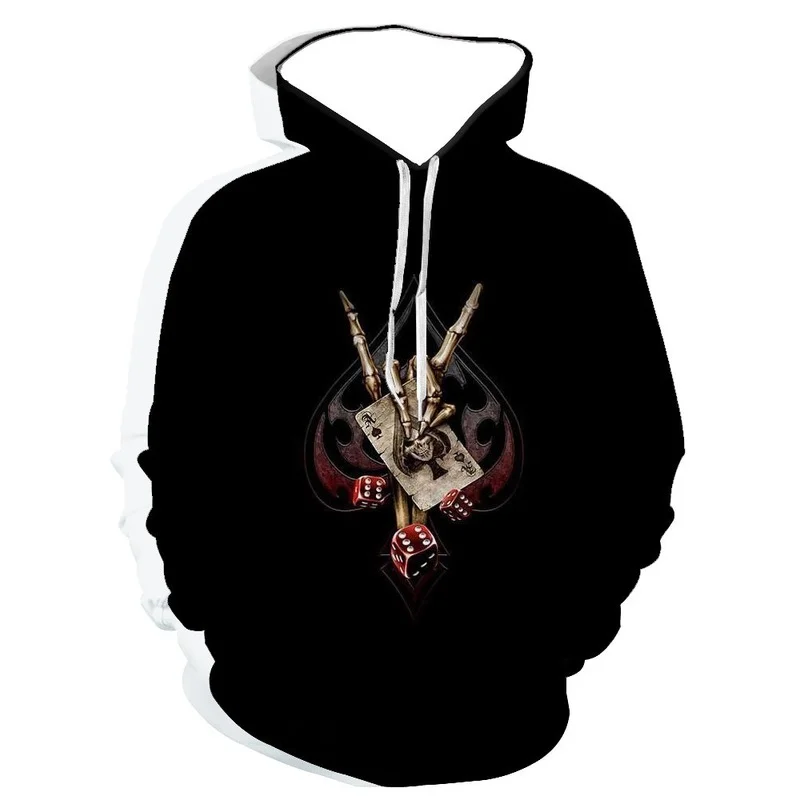 Hooded Sweater Men's 3D Digital Printing Psychedelic Skull Hoodie Personality Trend Rock Style