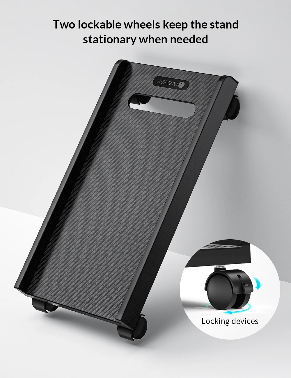 Adjustable Mobile Computer CPU Stand PC Cases with 4 Caster Wheels ABS Material Desk Accessories Holder