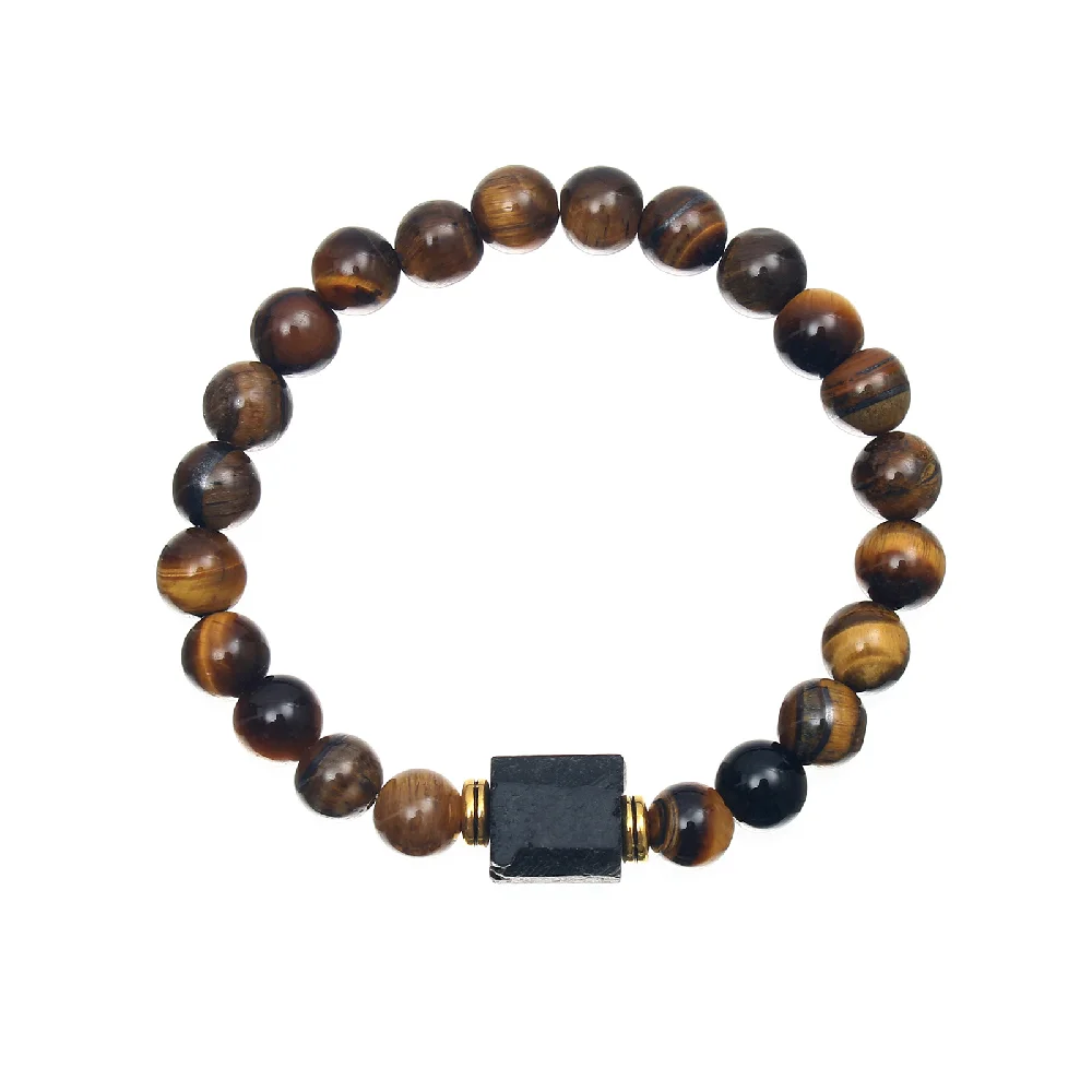 

WZYSY New Natural Yellow Tiger Eye White Pine Magnetic Stone Bead Electric Stone Bracelet Men's High-quality Handmade Jewelry