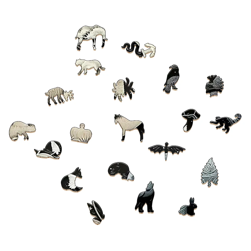 Mysterious Cute Animals Wooden Puzzle For Adults Wooden Crafts Colorful And Round Shaped Animal Puzzle Wood Craft Toys For kids 3