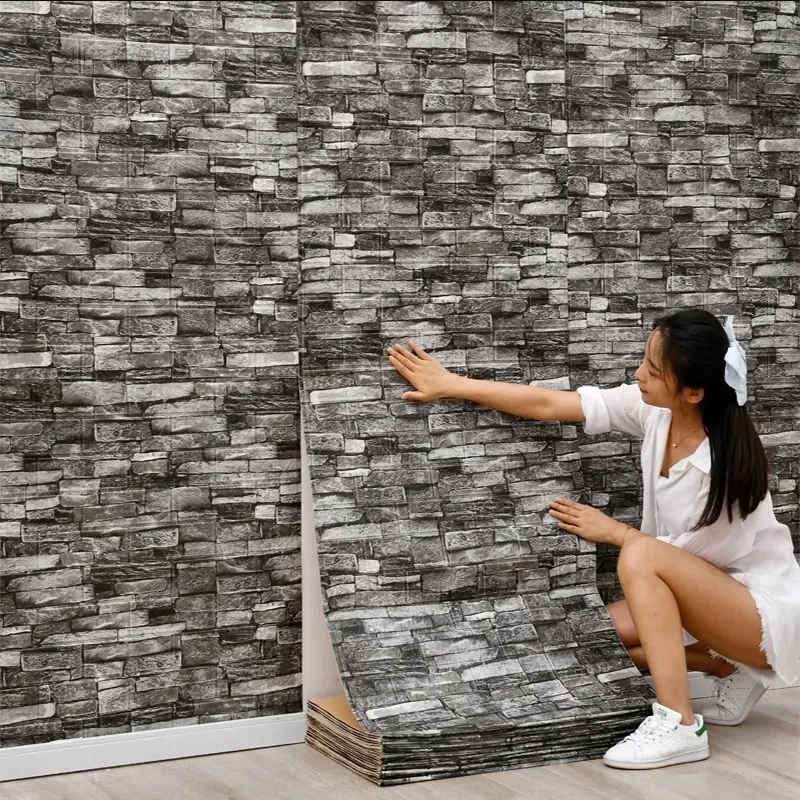 Luxury Home Brick Pattern 1-10 Pieces 77cm*70cm 3D Wall Sticker Living Room Waterproof Self-Adhesive DIY Wallpaper