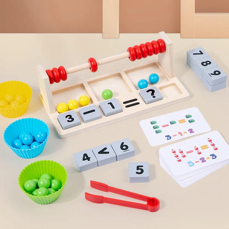 Montessori Wooden Toys Colorful Beads Calculation Frame Mathematics Operation Games Early Education AIDS Math Toys For Children