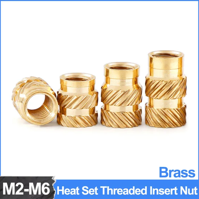 Brass Female Knurled Threaded Heat Set Insert Nut for 3D Print Hot Melt Inset Injection Plastic Mold M2 M3 M4 M5 M6 Customizable