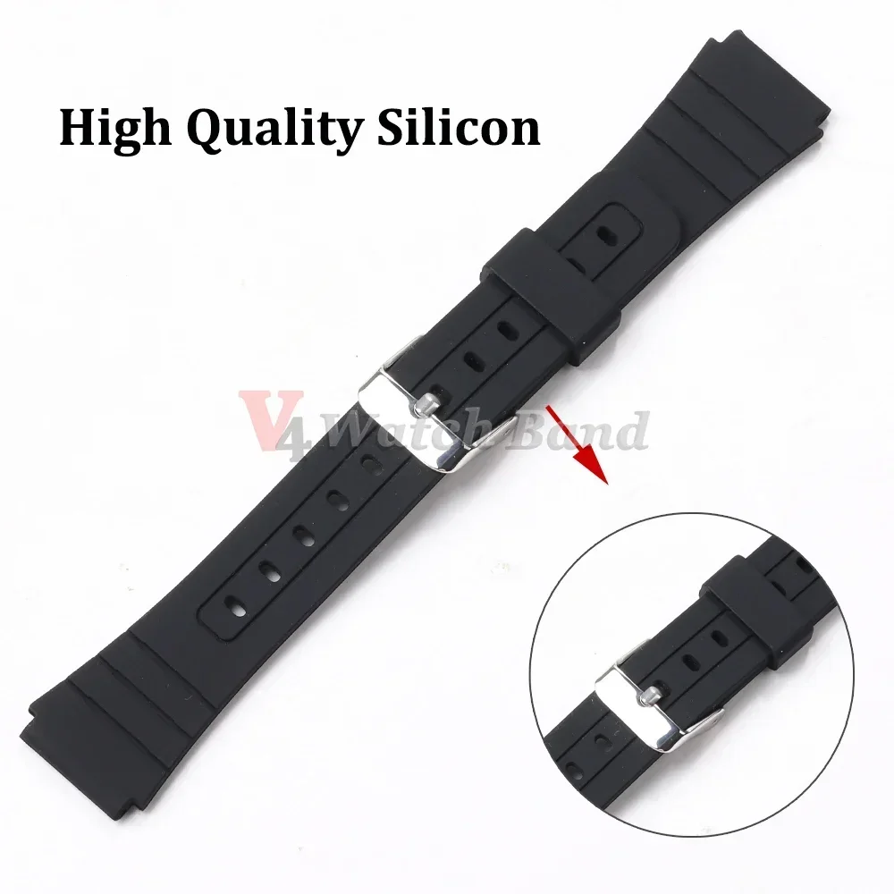 Durable Silicone Watch Strap - 18mm Soft Men's Wrist Bracelet
