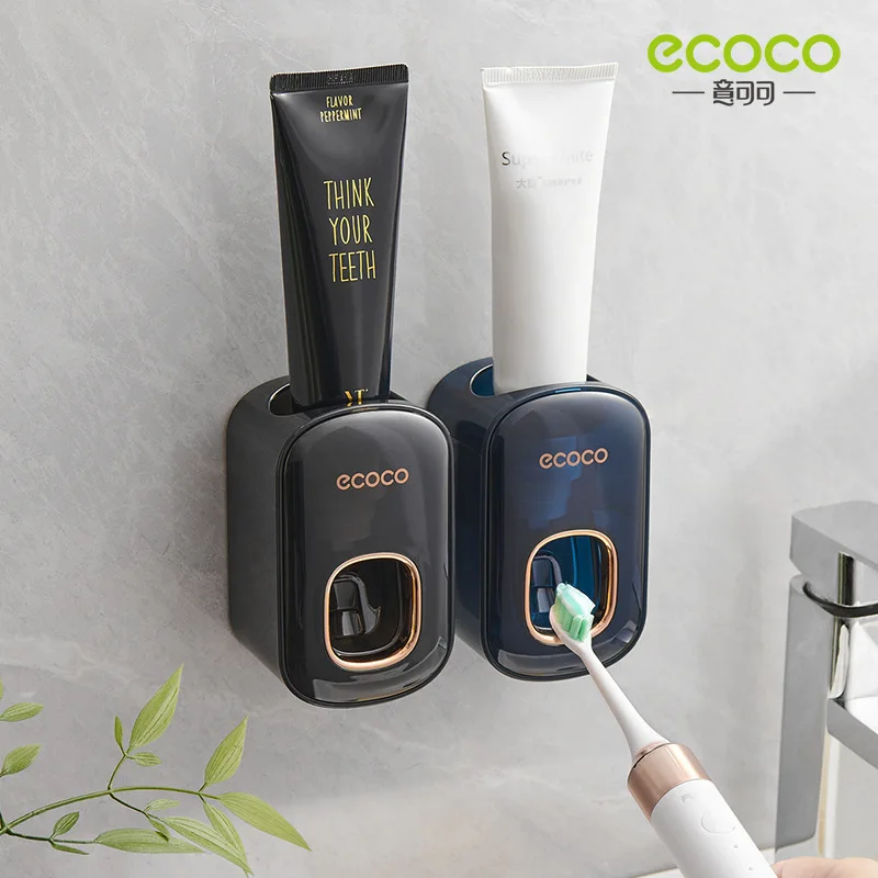 ECOCO Automatic Toothpaste Dispenser Wall Mount Toothpaste Dispenser Toothpaste Squeezer Waterproof Bathroom Storage Accessories