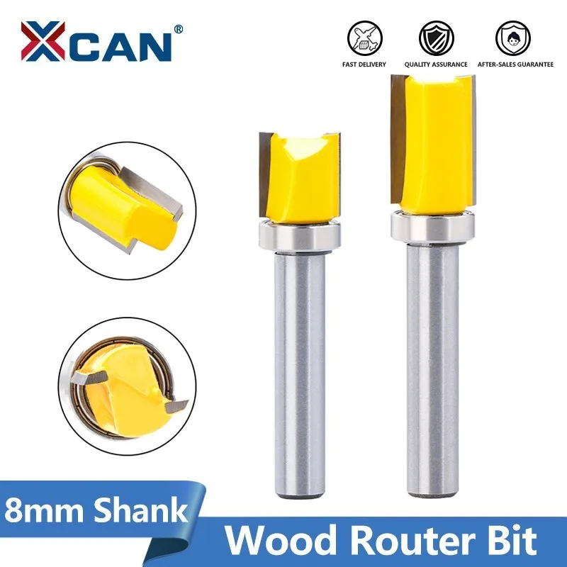 XCAN Fräser 8mm Schaft Flush Trim Router Bit Mit Boden Lager 12,7mm Klinge Holz Muster Bit Holzbearbeitung werkzeug