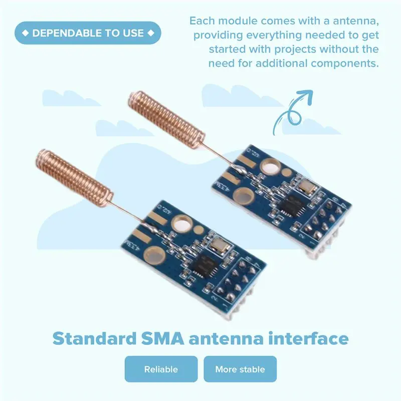 N82R 2Pcs CC1101 무선 모듈 433Mhz 거리 전송 보드 무선 트랜시버 모듈