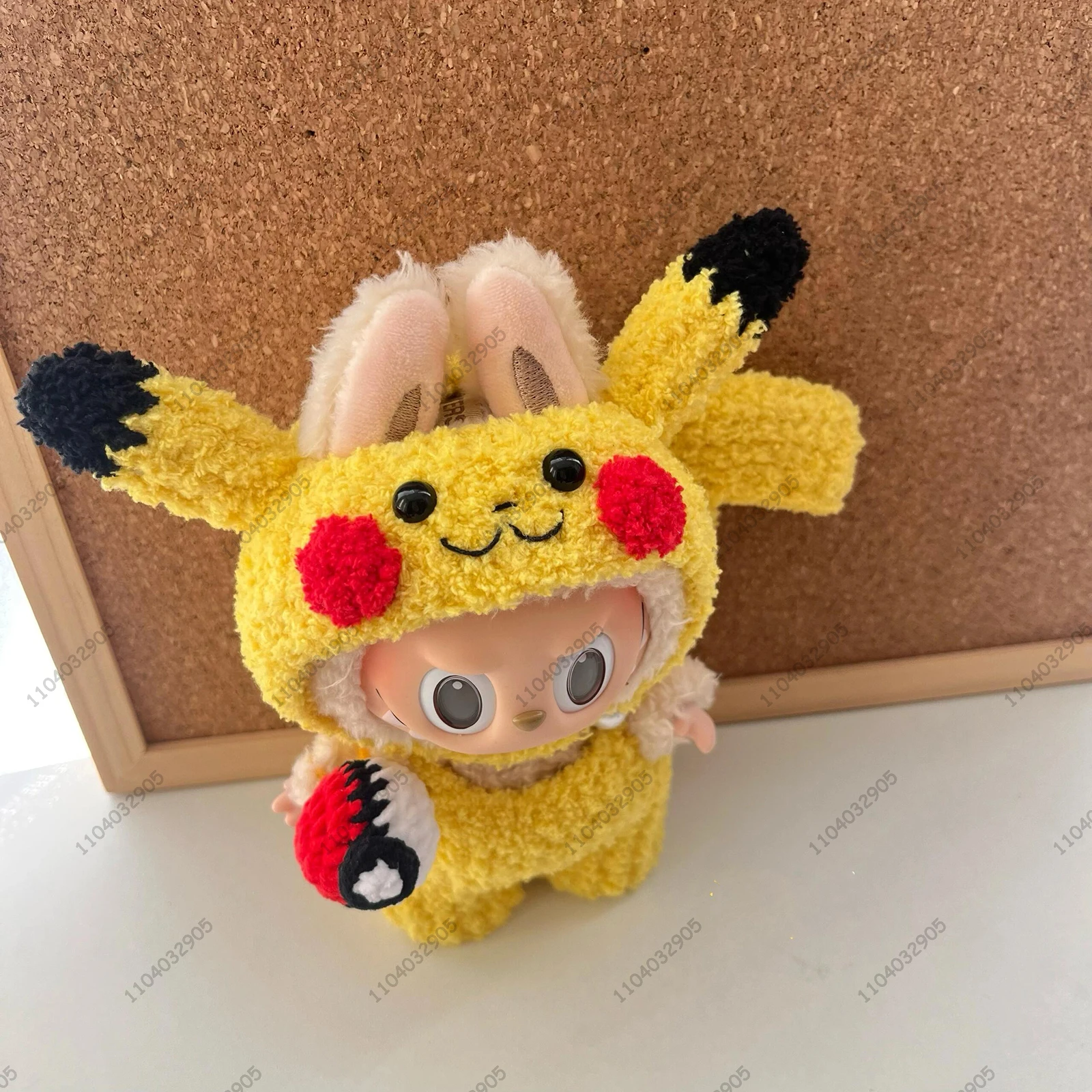 Vinyl Doll Labubu The Monsters Pok&eacute;mo Pikachu Costume Clothes 1:1 Original Replica Action Figure Bag Charm Bag Pendant Gift