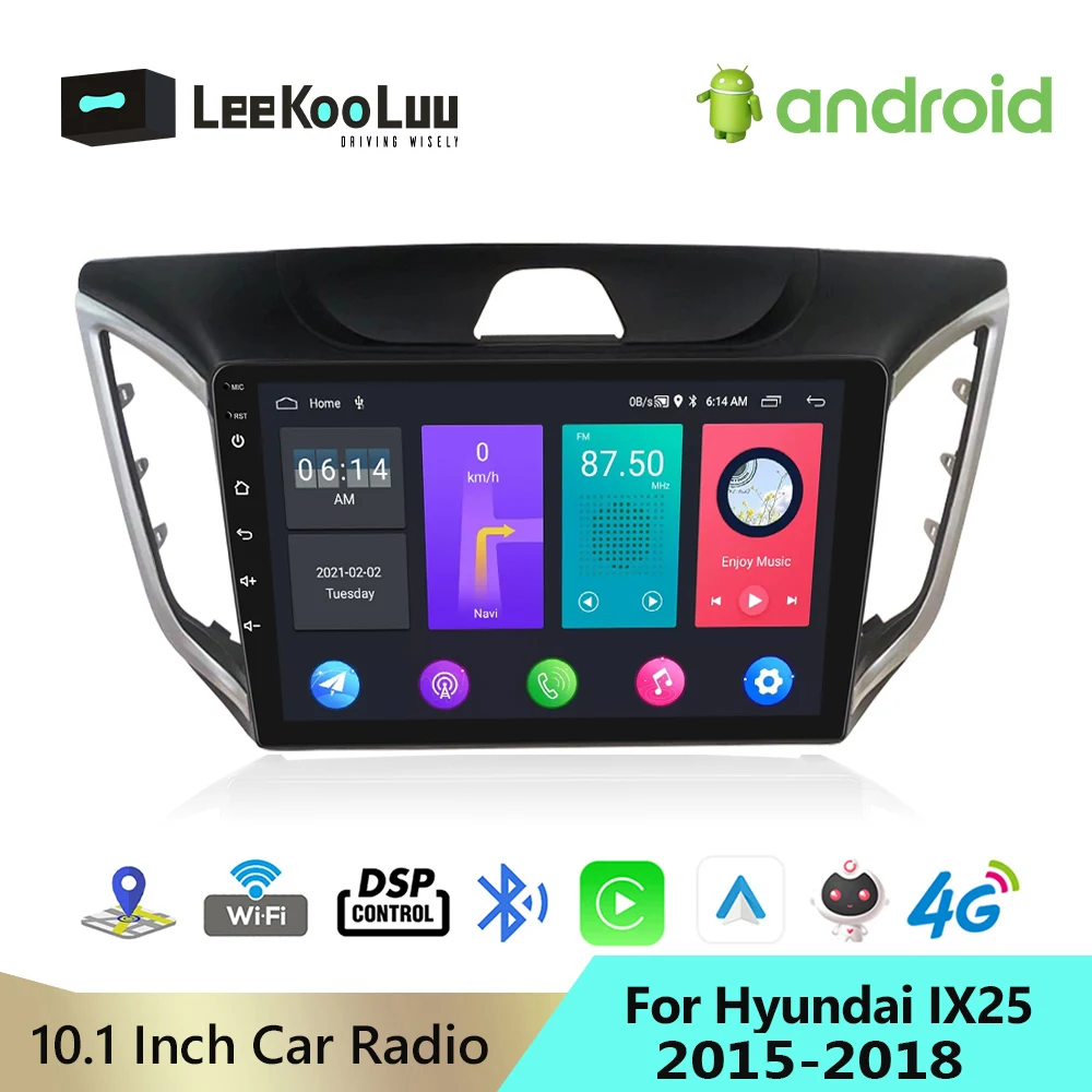 

Автомагнитола LeeKooLuu, 2 Din, Android 11, GPS, 4G, Wi-Fi, DSP, Carplay, для Hyundai Creta IX25 2015 - 2018