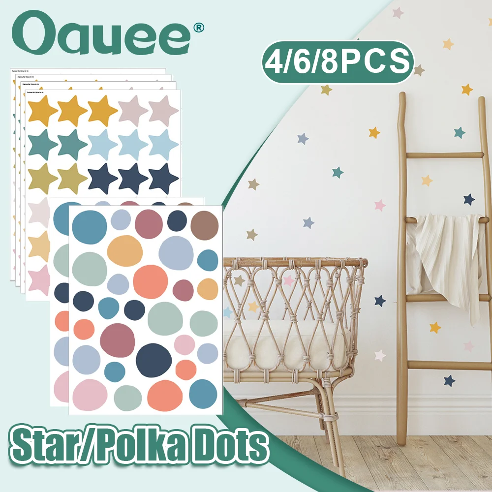 

Cartoon Colorful Polka Dots Children Wall Stickers Stars Pattern Removable Nursery Kitchen wallpaper Baby Room Wall Decals Decor