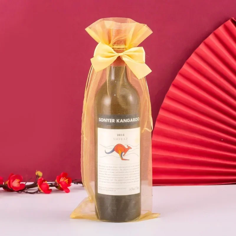 30 Bolsas De Organza Negra Para Botellas De Vino, Bolsas De Malla