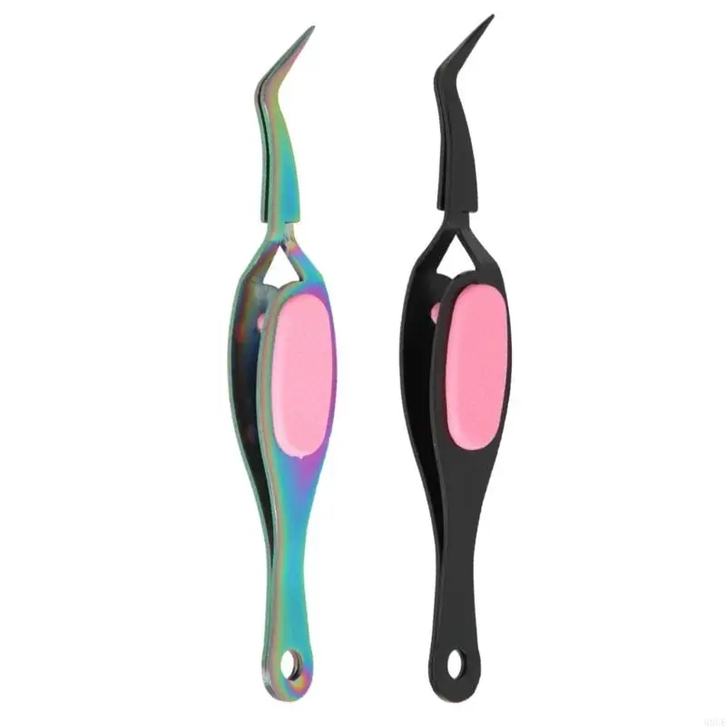 68UE Gripping Tweezers for Jewelry Making Repair Tool Flat Tip Crossing Lock Angled Tip Tweezers Reverse Grip Unisex