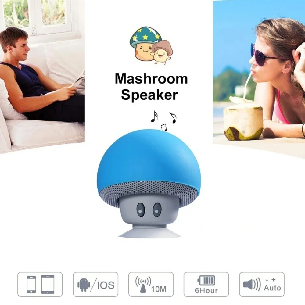 Bluetooth Speaker Portable Outdoor Stereo Subwoofer Mini Small Mushroom Wireless Speaker Sucker Phone Bracke