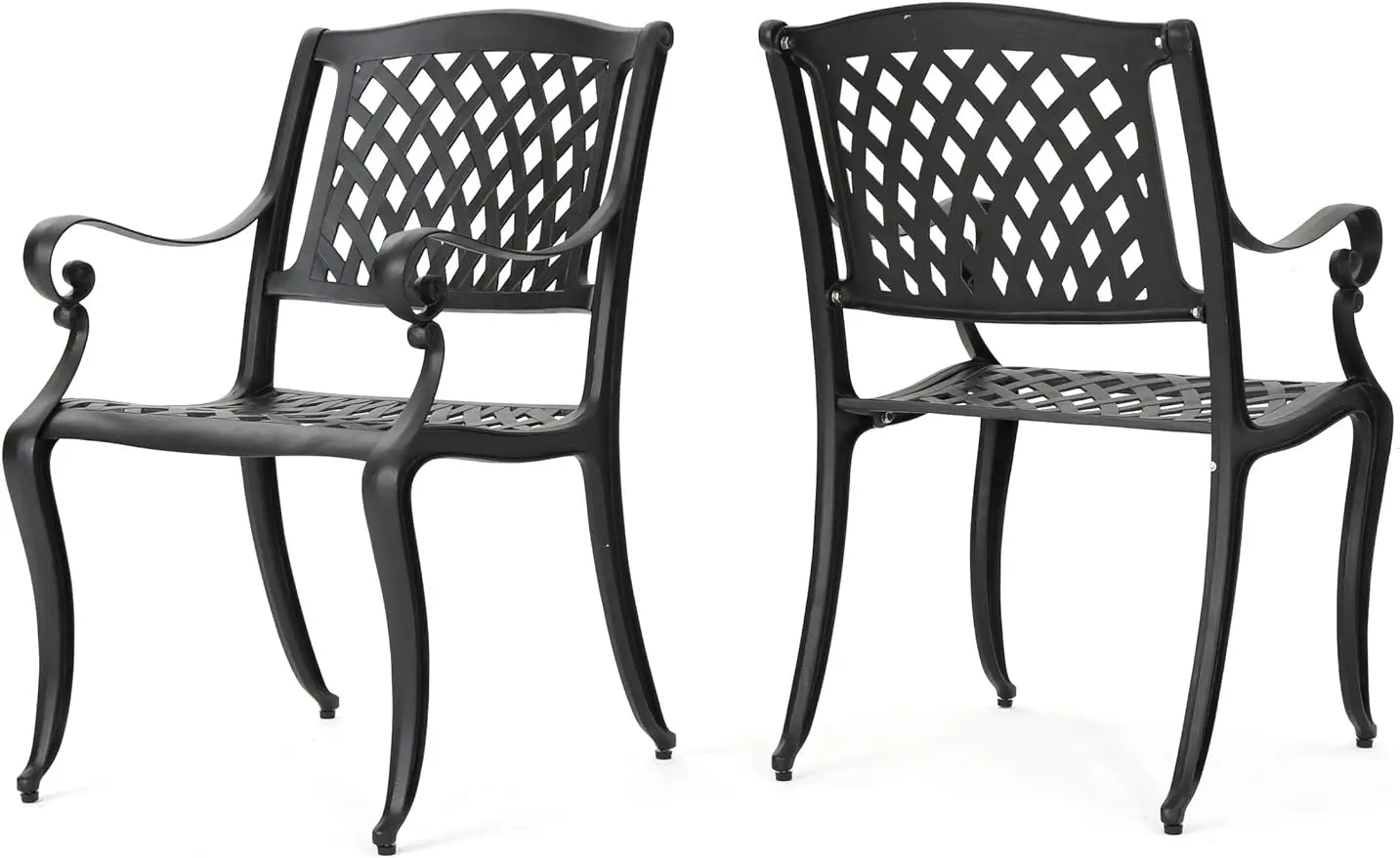 

Christopher Knight Home Hallandale Outdoor Cast Aluminum Chairs, 2-Pcs Set, Antique Matte Black