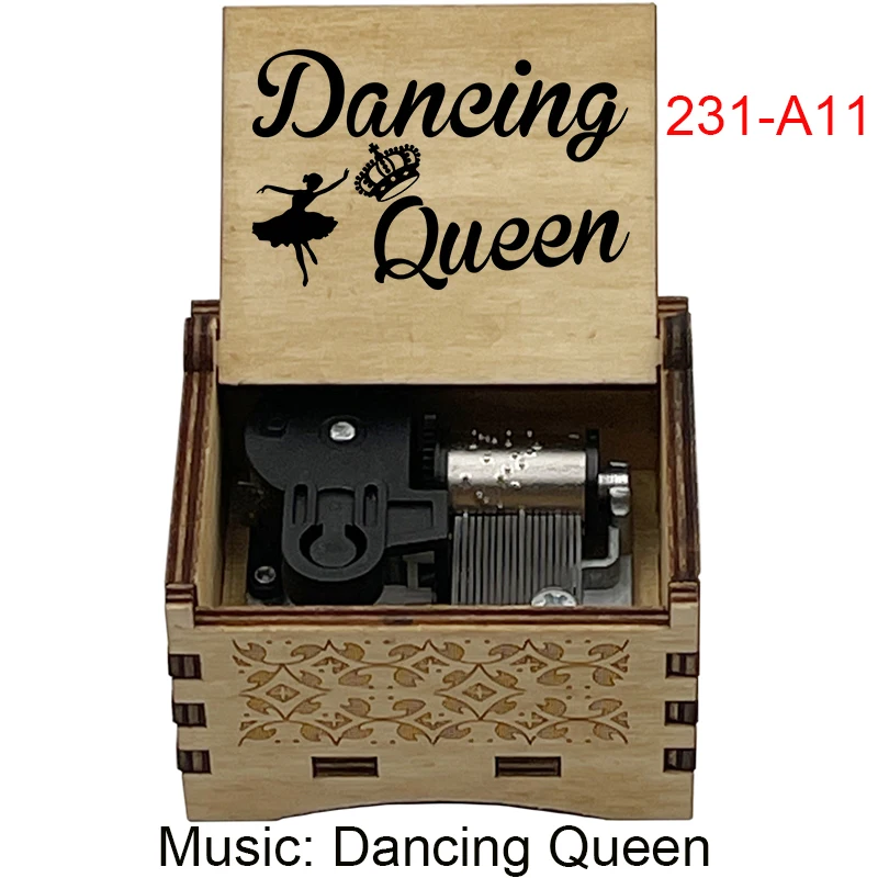 Dancing Queen Wooden Wind Up Music Box Swedish Rock Band Song Special Musical Gifts for Fans Friends Family Birthday Festival 5
