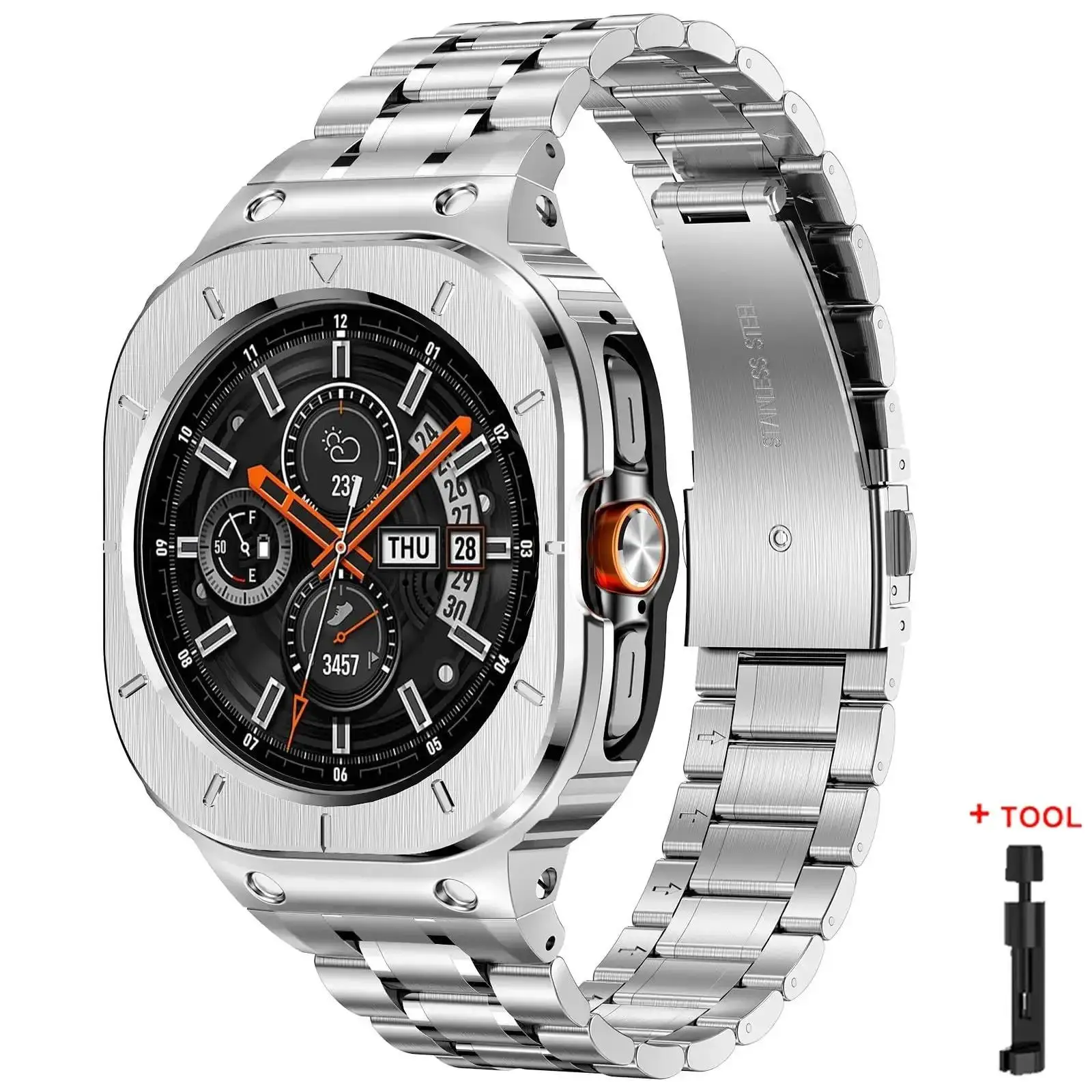 Premium Stainless Steel Watch Strap - Elegant Metal Band Bracelet Accessory