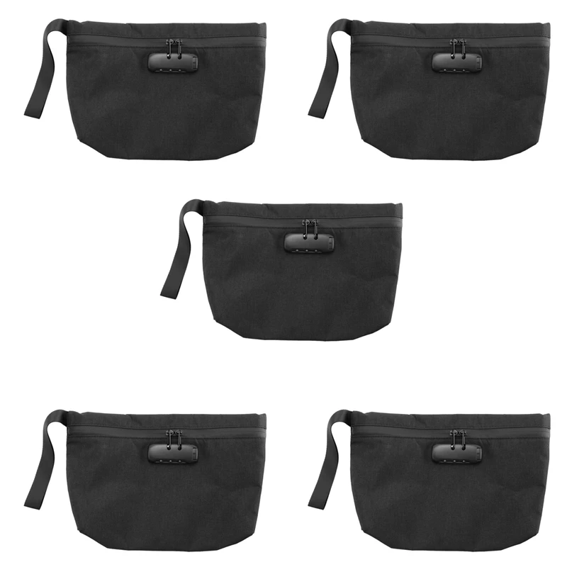 

5X Money Bag With Lock,11X7.5In Money Pouch For Travel Storage, Smell Proof Bag With Zipper For Cash, Bank Deposits