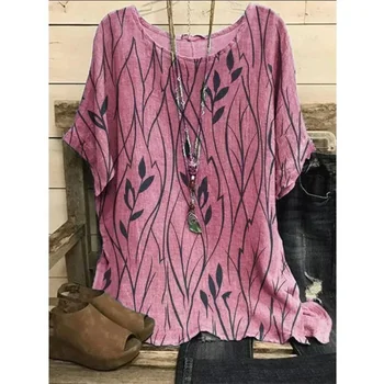 Plus Size Leaf Print Blouse 1
