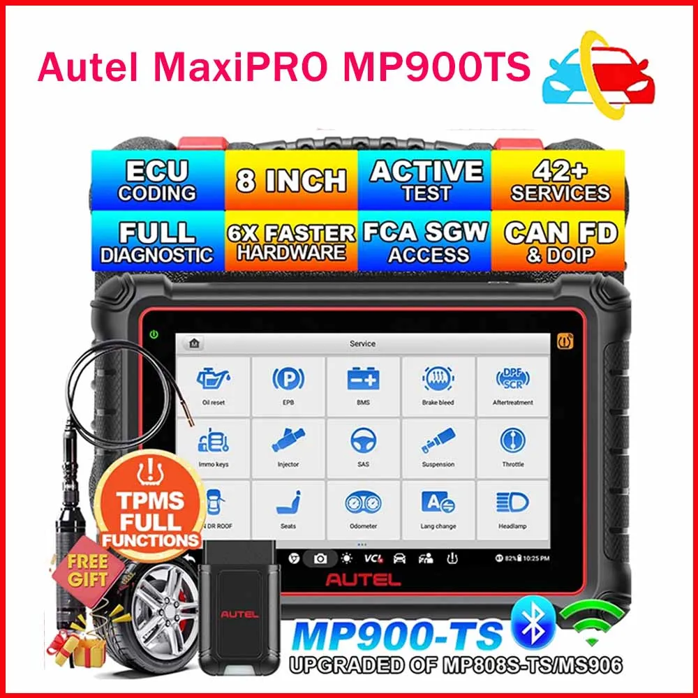 

Autel MaxiPRO MP900TS Auto TPMS Diagnostic Tools MP900-TS automobile OBD2 Scanner CAN-FD&DOIP ECU Coding Upgrade of MS906TS