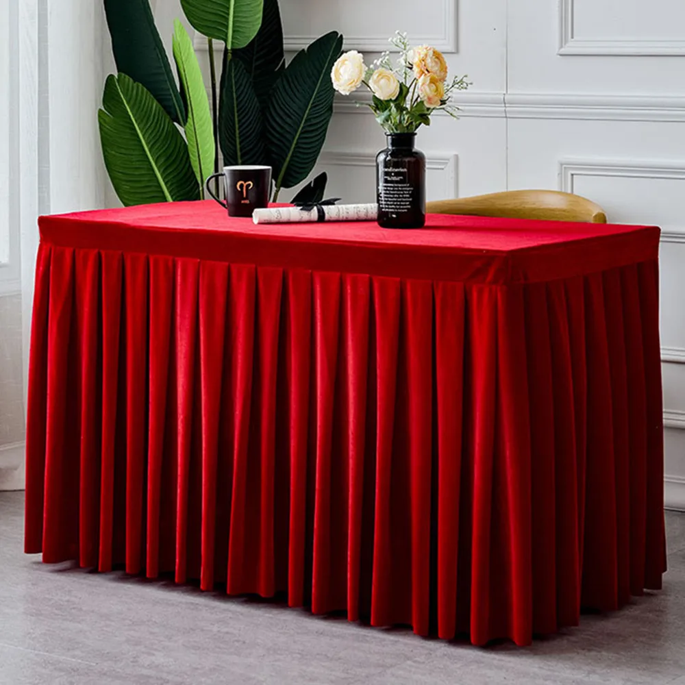 

Velvet Tablecloth Rectangular Conference Exhibition Solid Color Table Cover Table Skirt For Wedding Event Party Desk Decora