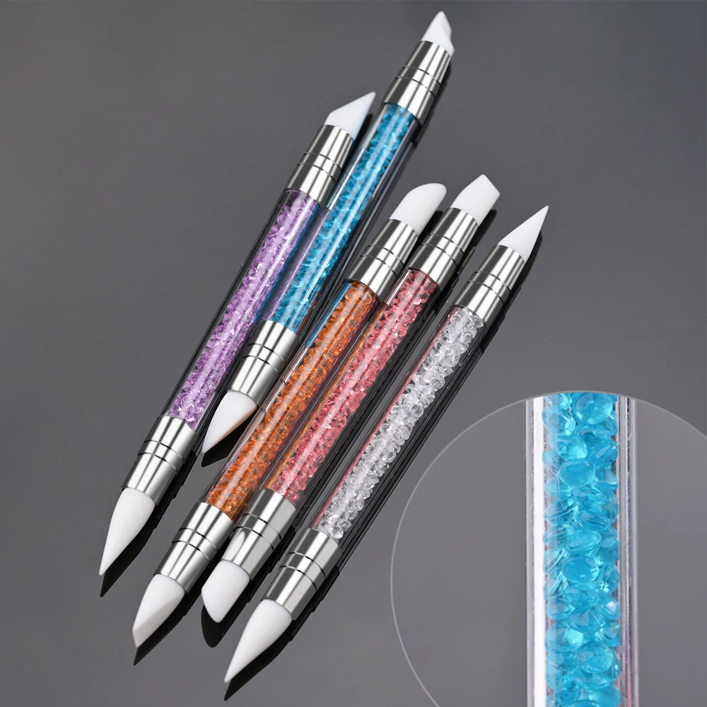 5 Pcs Nail Art Sculpture Pen Dual Tipped Silicone Nail Tools Nail Art Acrylic Pen Silicone Brushes for Resin Nail Art Tools 5