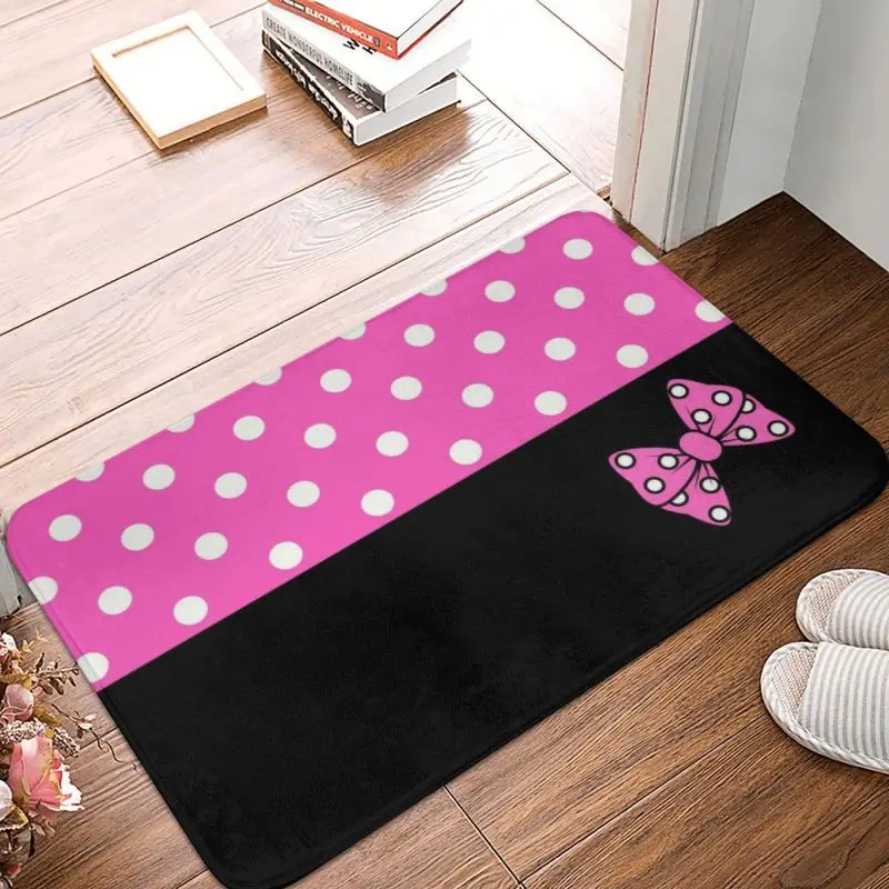 

Polkadots Minnie Bow Mat Rug Non-Slip Water Absorb Door Carpet Cartoon Minnie Character 19 Red Polkadots Cute Kids Toy Play